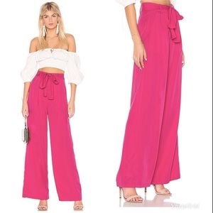 LINE & DOT Cherie High Waist Wide Leg Pant Fuchsia Pink Tie Belt XS High Rise